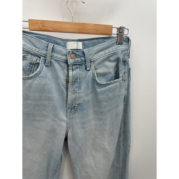 7 For All Mankind Easy Straight Button Fly Light Wash Blue Jeans Women's Size 25 - Picture 5 of 13